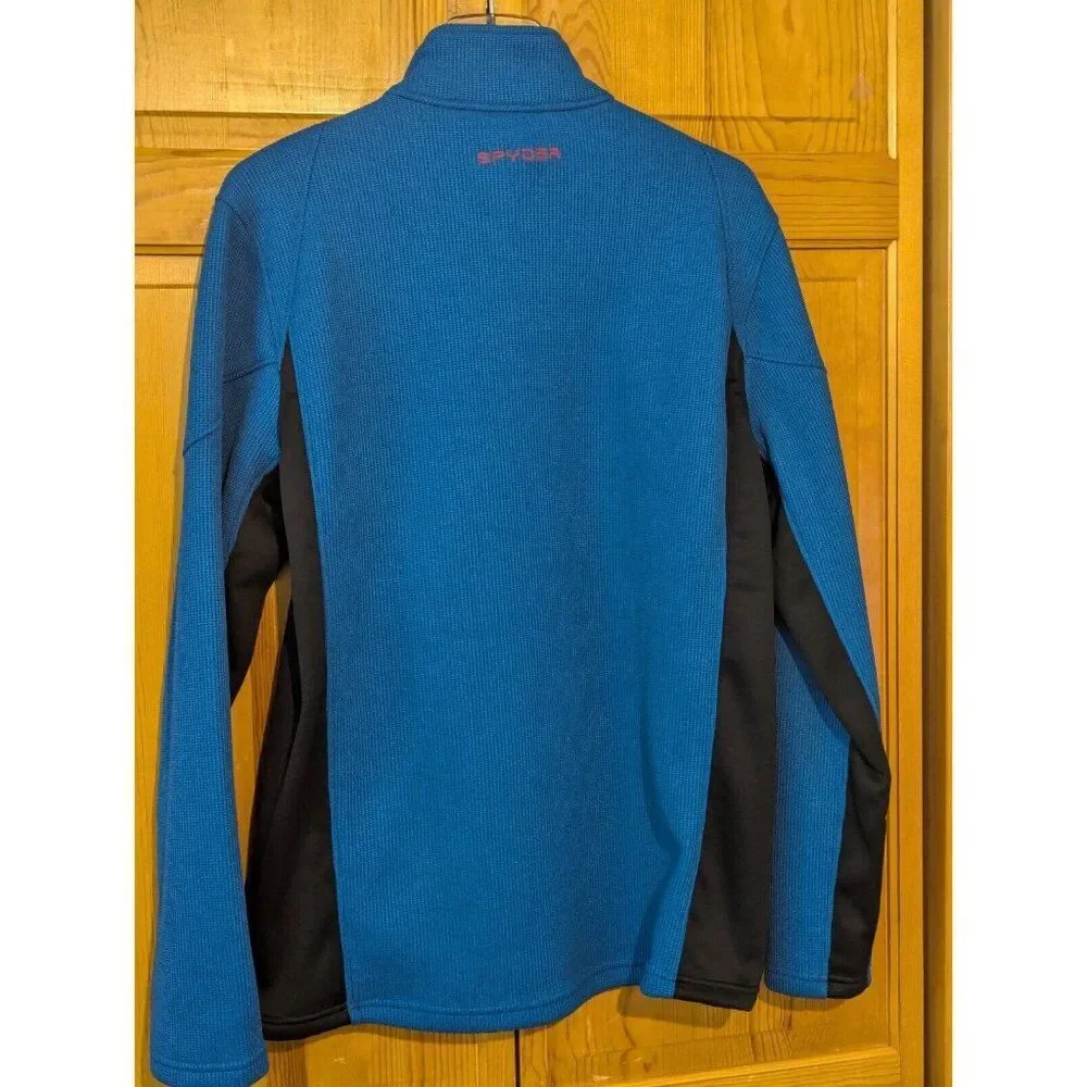 Spyder Sweater Mens Medium Bandit‎ Half Zip Fleece Jacket Mock Neck Blue